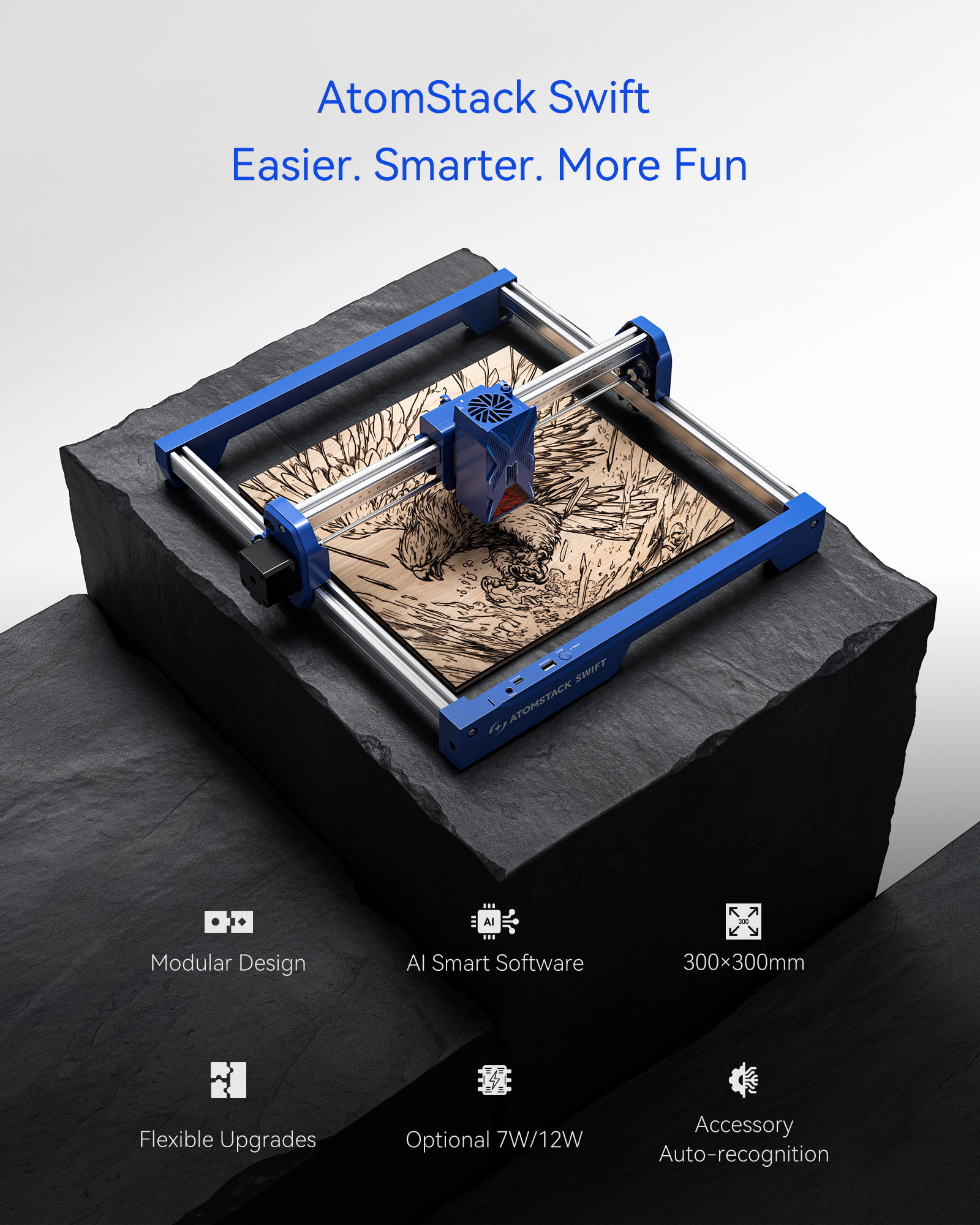 ATOMSTACK Swift 7W Portable La - Industrial Laser Cutter ulasan dan harga